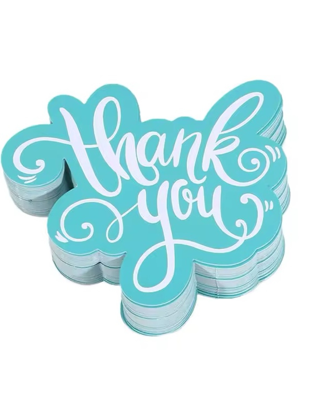 *Buy Now Price* 50pcs Double-Sided Teal and White Thank You Cards